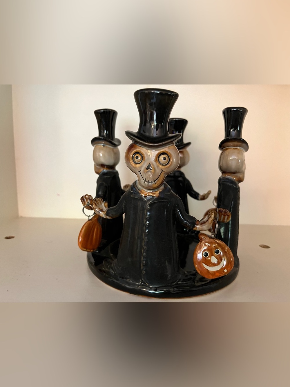Yankee Candle Retired Ronnie Walter Skeleton Halloween Candle Holder Centerpiece